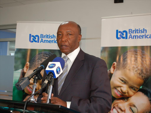 British American Group MD Bension Wairegi speaking yesterday morning during their expansion briefing held at their new offices at Barclays Plaza photo/KARUGA WA NJUGUNA