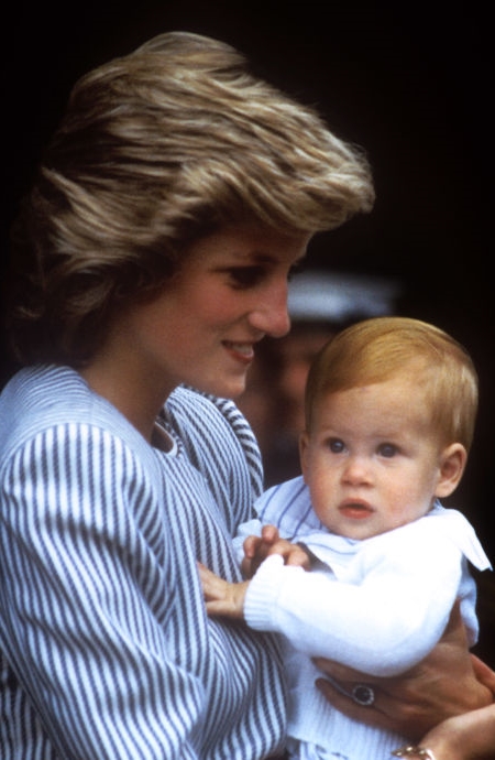 A young Prince Harry with his mother, Diana.