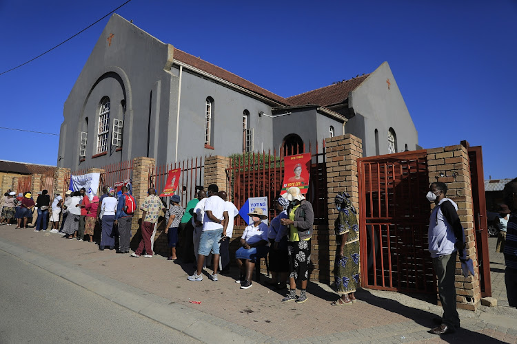 Alexandra residents queuing to cast their votes on Monday.