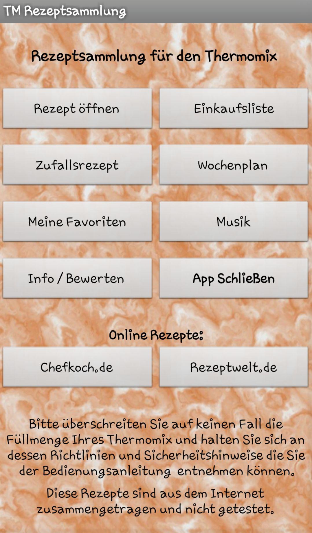 Android application Thermomix Rezeptsammlung screenshort