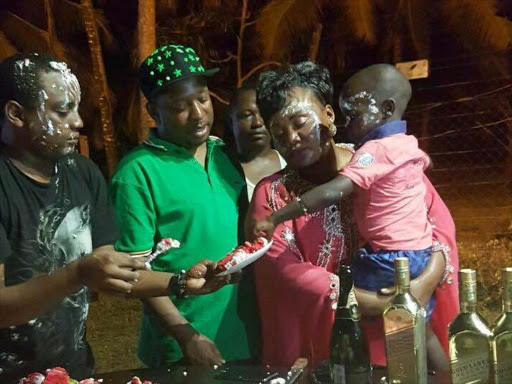 Mike Sonko with wife Primrose Mbuvi, Baby Satrine Osinya and Ope Nyamu