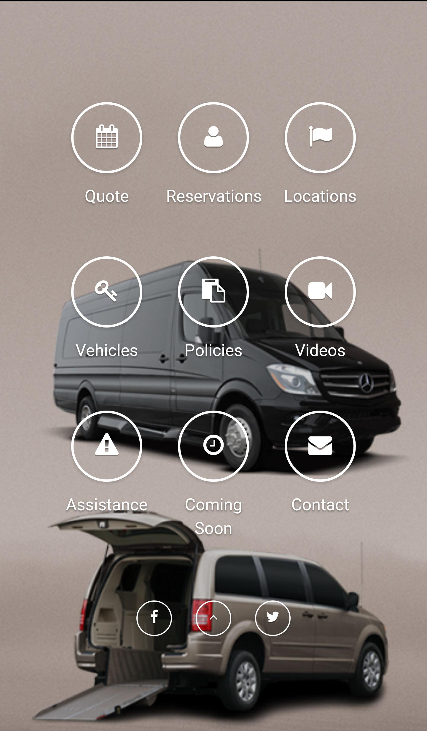 Android application Florida Van Rentals screenshort