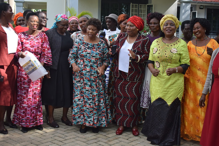 Members of Maendeleo ya Wanawake led by chairperson Rahab Muiu and Kabondo Kasipul MP Eve Obara at Nyamira junction in Kabondo Kasipul constituency on April 30,2024