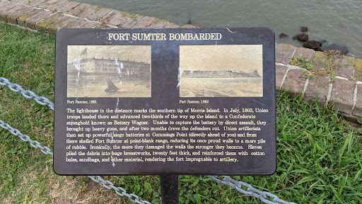 FORT SUMTER BOMBARDED   Fort Sumter, 1861   Fort Sumter, 1863   The lighthouse in the distance marks the southern tip of Morris Island. In July, 1863, Union troops landed there and advanced...