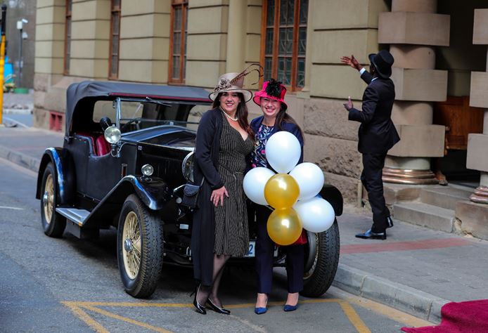 Viewing of the Royal wedding of Prince Harry and Meghan Markle at the Rand Club in Johannesburg. From left is Stephanie Behr and Justine Steyn at the event.