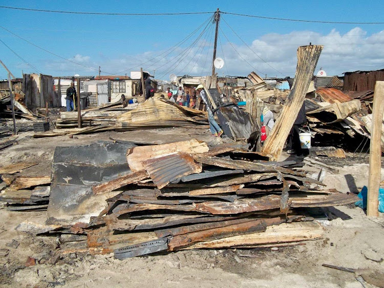 About 35 shacks were destroyed by fire in Tsepetsepe informal settlement, Khayelitsha, in a fire on Tuesday.