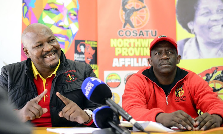 North West Cosatu chairman Solly Lekhu and provincial secretary Job Dliso at Cosatu’s provincial congress at Mmabatho Civic Centre last week. Lekhu has criticised the state’s handling of land expropriation.