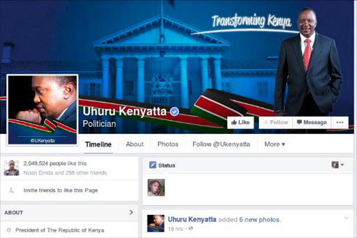 A screen grab of President Uhuru Kenyatta's Facebook page. Photo/COURTESY