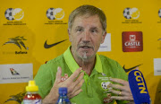 Coach Stuart Baxter of Bafana Bafana during the South African national mens soccer team media briefing at Southern Sun Hotel on March 19, 2018 in Johannesburg, South Africa. 