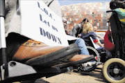 UP IN ARMS: Disabled people during a protest at Safa House in Johannesburg yesterday. Pic. Vathiswa Ruselo. 25/03/2010. © Sowetan.