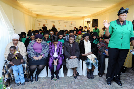 Nolindele Sisulu, Beryl Sisulu, Lindiwe Sisulu, Bermard Mcubu and Caroline Motsoaledi at the Sisulu home on June 5, 2011 in Linden, Johannesburg, South Africa. Motsoaledi, a veteran of the struggle for liberation who the presidency said remained steadfast in her convictions and commitment to a free South Africa, died in hospital on Tuesday 30 December 2014.(Photo by Gallo Images/Foto24/Mary-Ann Palmer)