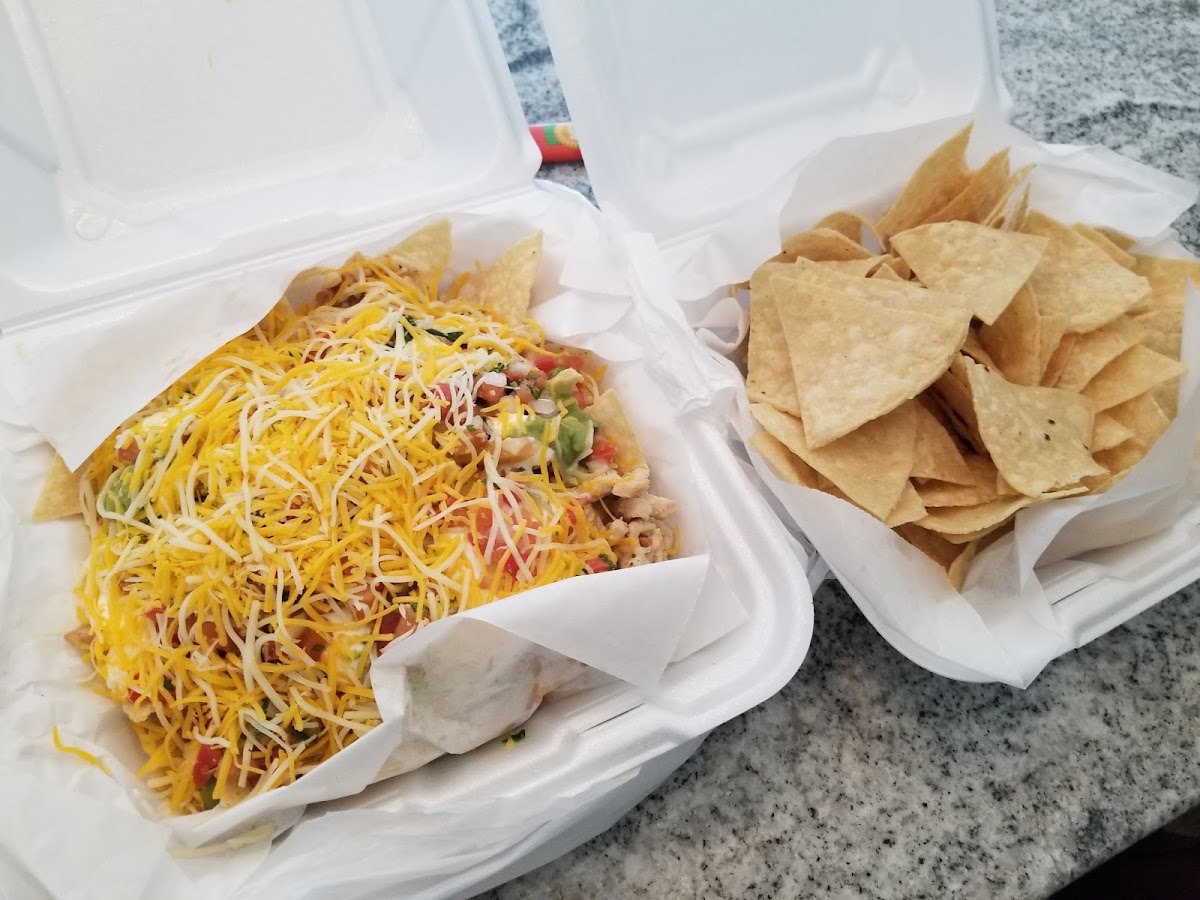 Chicken nachos. Chips are great!