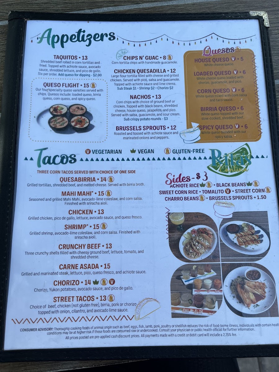 Rita's Cantina gluten-free menu