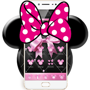 Download Pink Black Minny Bowknot Theme For PC Windows and Mac