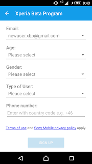 Xperia Beta Program screenshot
