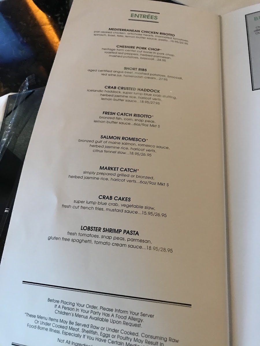 Burtons Grill & Bar gluten-free menu