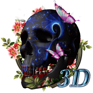 Download 3D Hell Neon Skull butterfly flowers theme For PC Windows and Mac