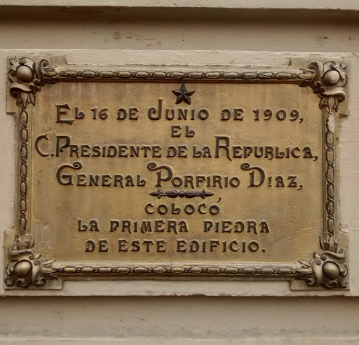 El 16 de junio de 1909 el  C. Presidente de la República General Porfirio Díaz Colocó La primera piedra de este edificio.   Submitted by @wittenbergman.