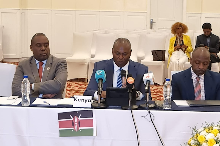 EACC delegation led by Jackson Kaunda Mue [C] at the 15th Annual General Meeting of the Eastern Africa Association of Anti-Corruption Authorities (EAAACA) currently underway in Addis Ababa, Ethiopia, May 3, 2024.