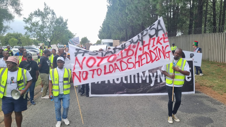 Protesters have gathered in support of the #StandUpSA movement in Sunninghill, Sandton, as they prepare to march to Eskom's headquarters to demand an end to load-shedding.