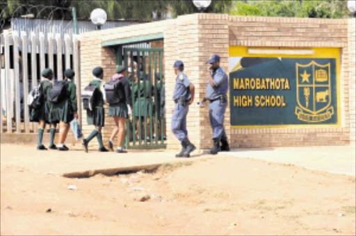 SCHOOL'S OUT: Marobathota High School pupils near Moria in Limpopo are still not attending classes, three weeks after accusing their teachers of being lazy. Pic. ELIJAR MUSHIANA. 04/05/2010. © Sowetan.