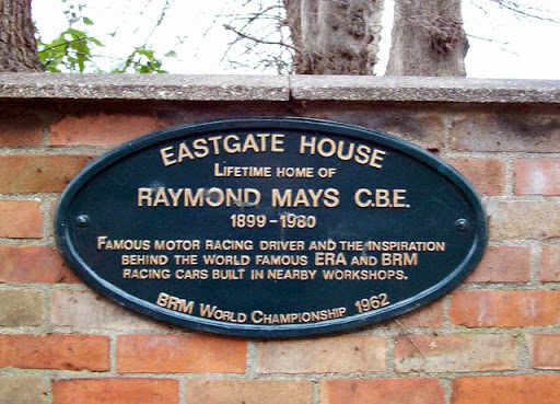 A cast iron plaque commemorating the life of the international racing driver and BRM designer Raymond Mays (1899-1980) erected on the wall outside the house in Eastgate where he was born was...