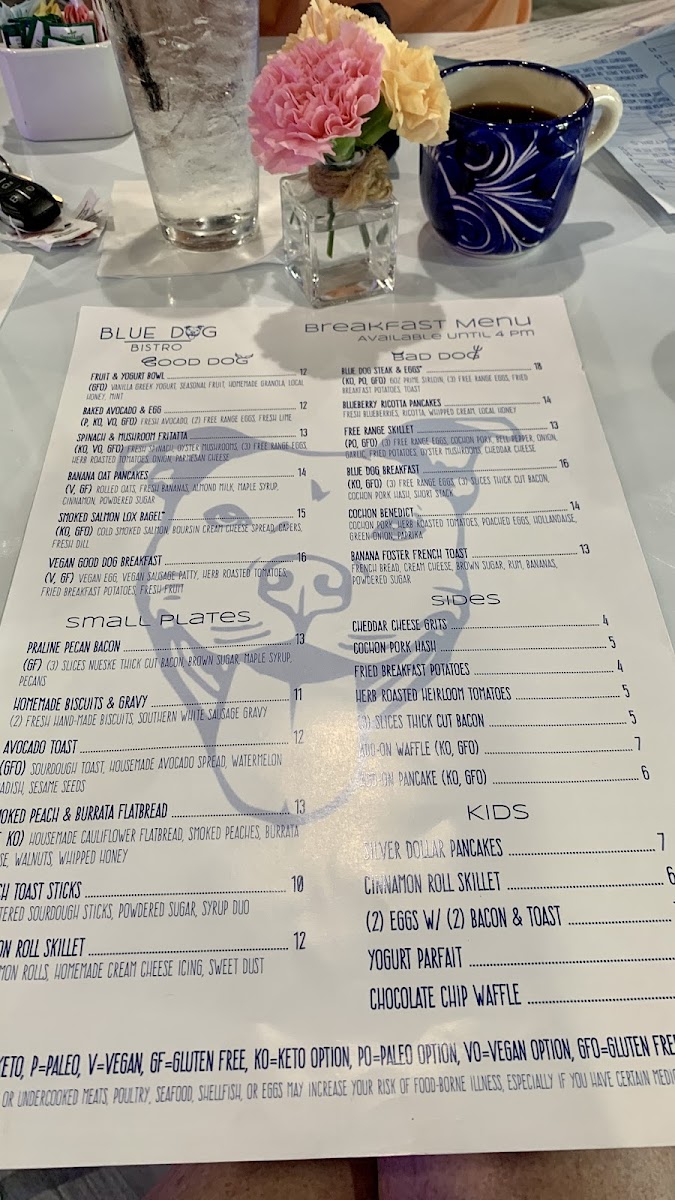 Blue Dog Bistro gluten-free menu