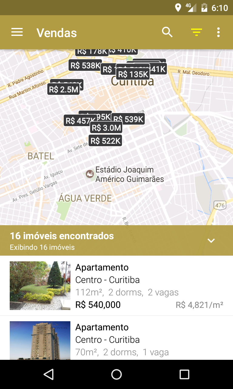 Android application Cast Imóveis screenshort