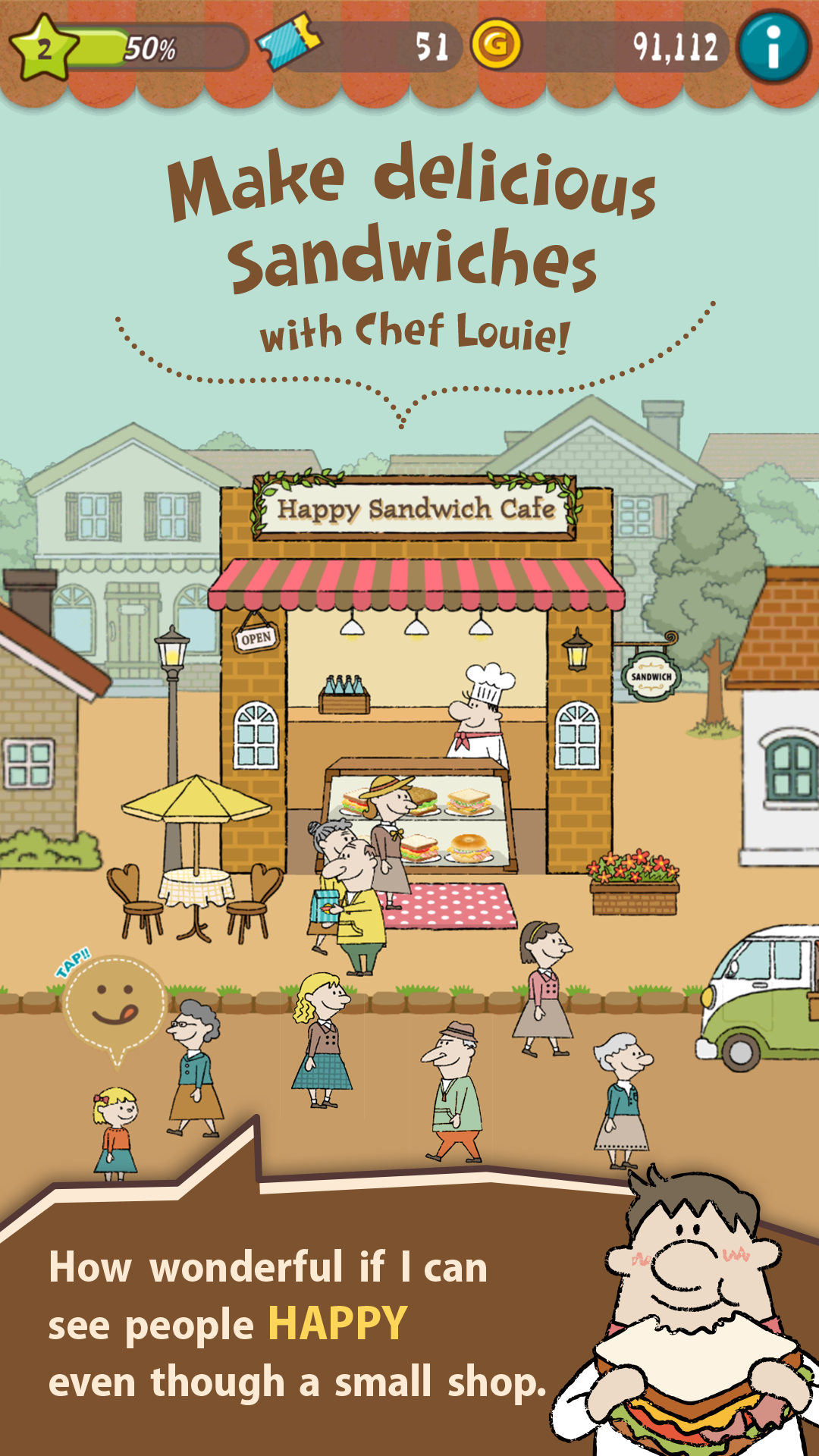 Android application Happy Sandwich Cafe screenshort