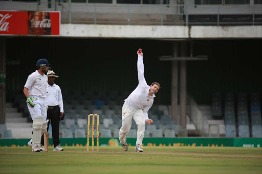 ESTING TIMES: NOVEMBER 10, 2016 Northerns’ Grant Thomson bowling to Border’s Jerry Nqolo during play at Buffalo Park yesterday Picture: MARK ANDREWS