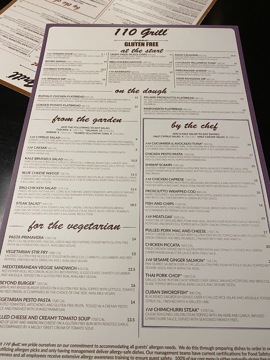 Full gluten free dedicated menu. OMG!!!