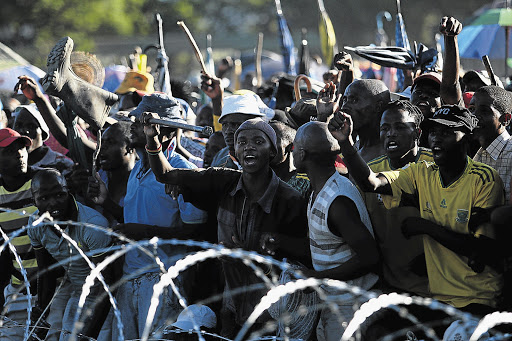 Impala Platinum workers on strike. File picture