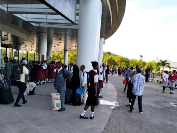 Some of the students at the SGR station in Nairobi on April 29, 2024.