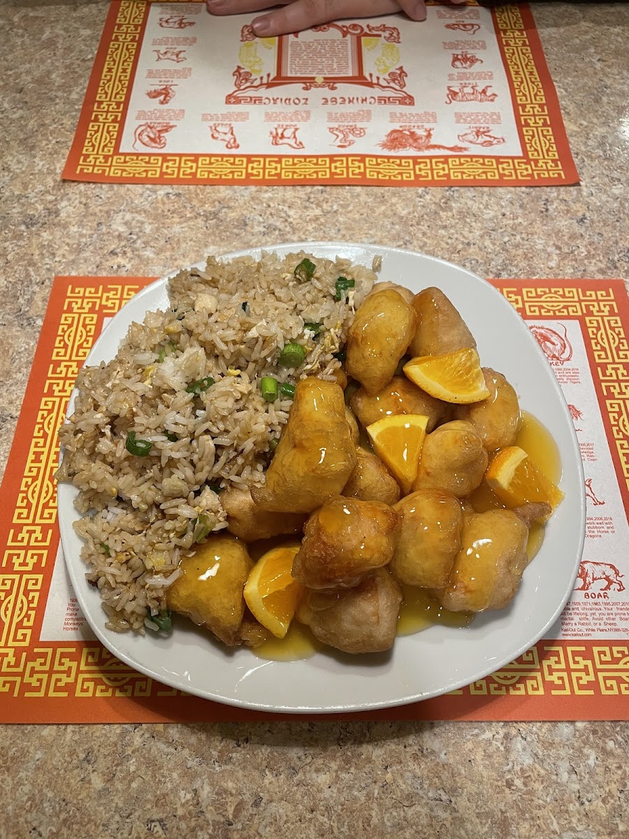 Orange chicken and fried rice