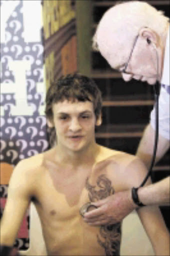 CRUNCH: Hekkie Budler.Pic. Antonio Muchave. 23/02/2010. © Sowetan. 20100223AMU/SPORTS/BOXING. Hekkie Budler , SA,during the pre medical for their IBO Junior Flyweight World Title with Juanito Rubillar of Philippiness at Emperors Palace in the Eastrand , Ekurhuleni . PHOTO : ANTONIO MUCHAVE.