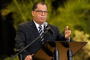 South African Fooball Association President Danny Jordaan swears in as the new Executive Mayor of Nelson Mandela Bay on May 28, 2015 in Port Elizabeth, South Africa.