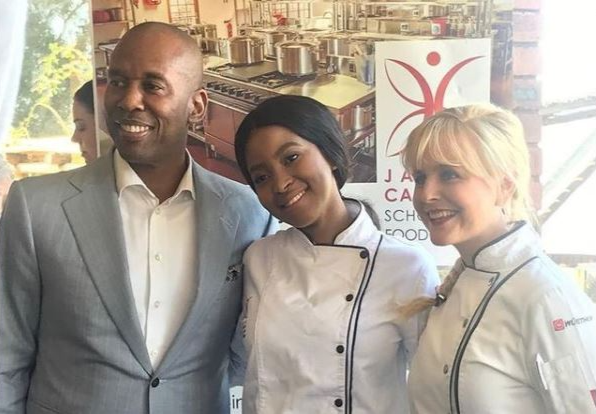 Moses Tembe with his late daughter Anele and her mentor Jackie Cameron.