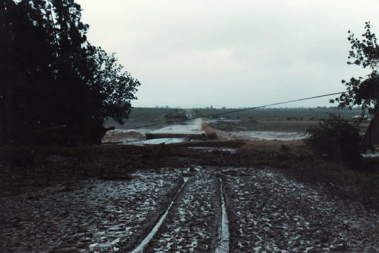 "Alternative route we tried next: the bridge to Magudu and Vryheid. Guess we're not getting home that way either." Picture: PETER HUGHES