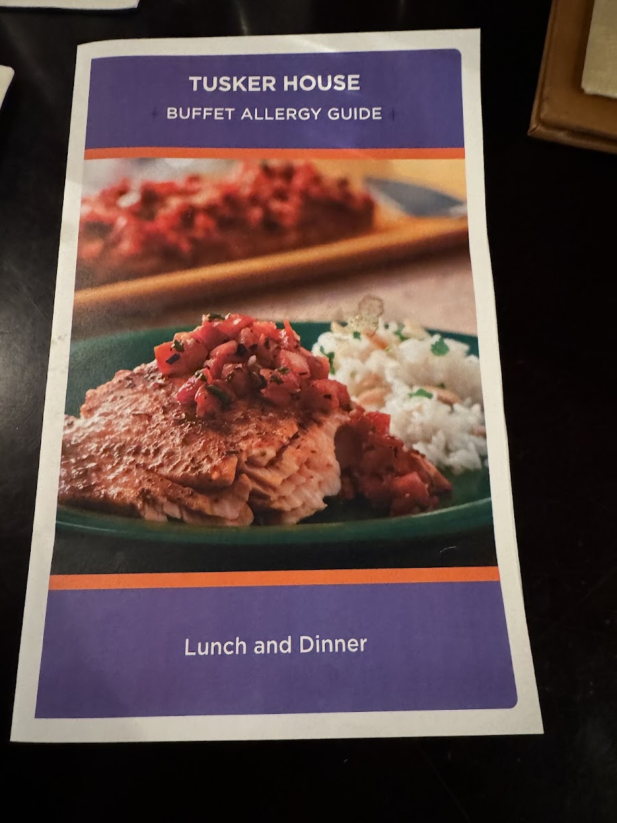 Tusker House Restaurant gluten-free menu
