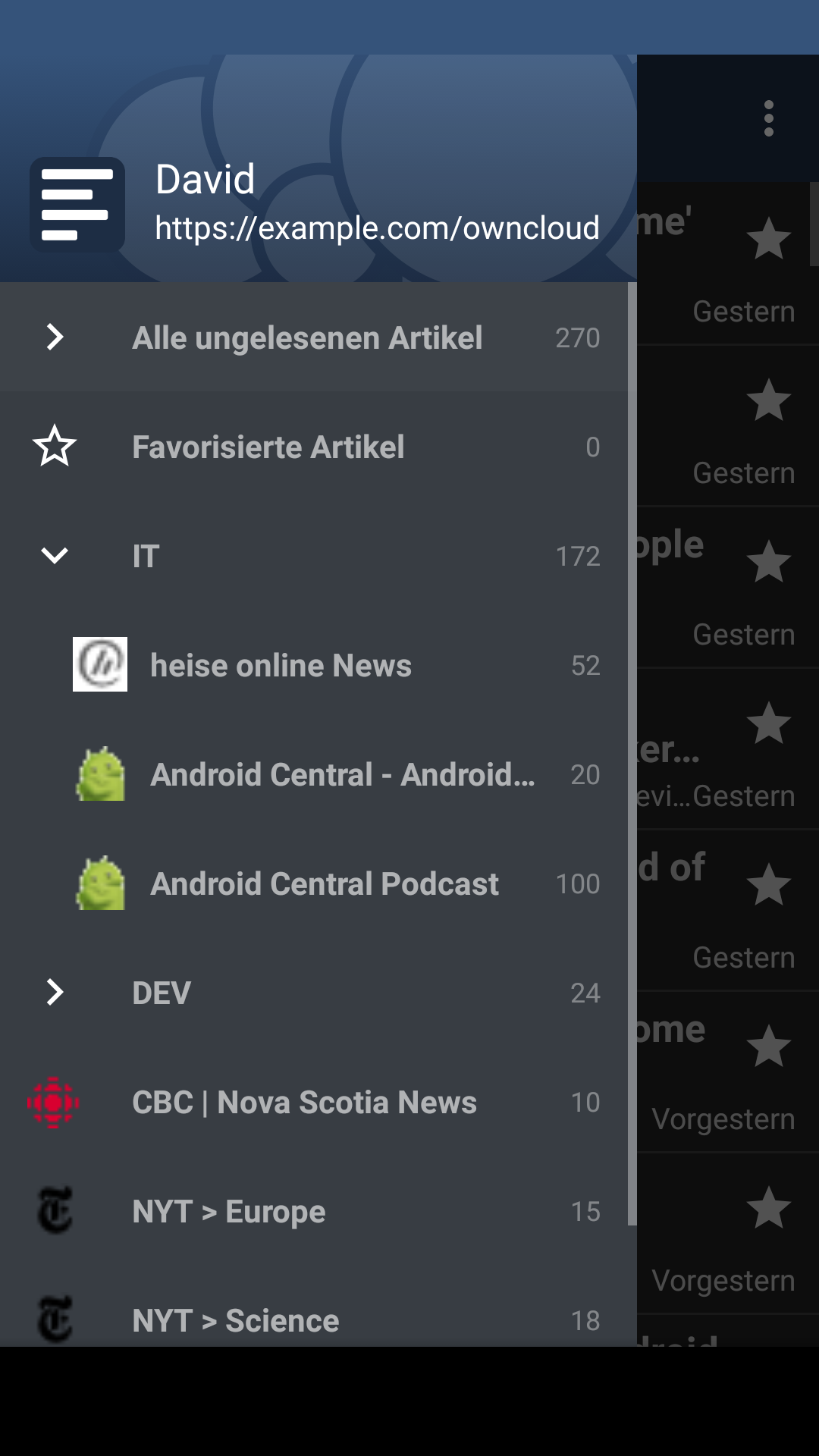 Android application Nextcloud News screenshort