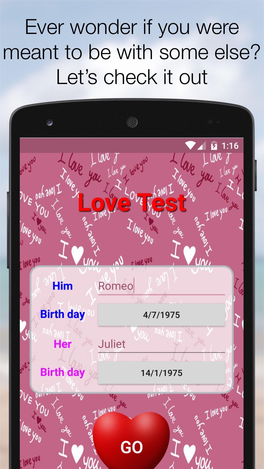 Android application Love Test screenshort