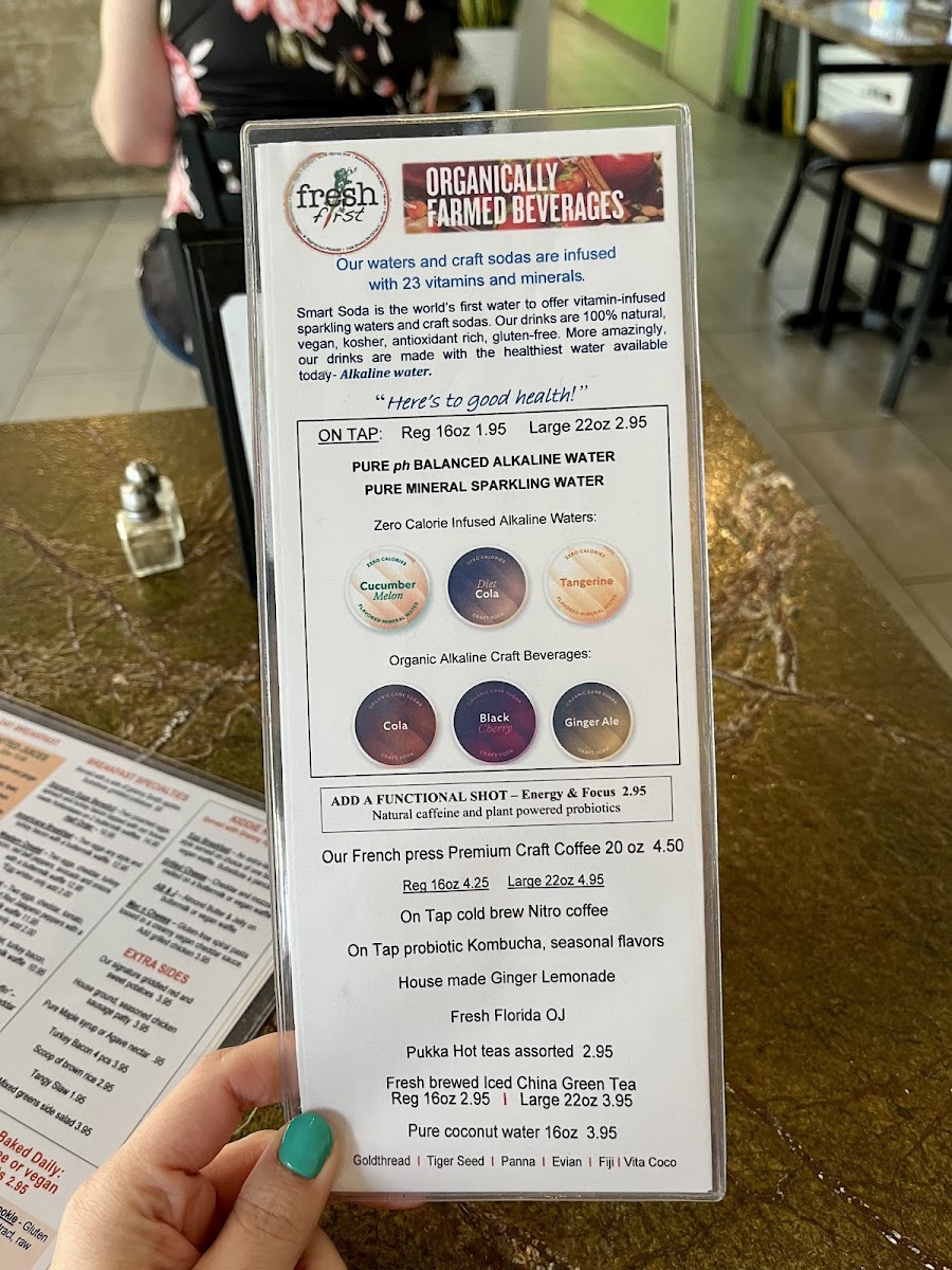 Fresh First gluten-free menu