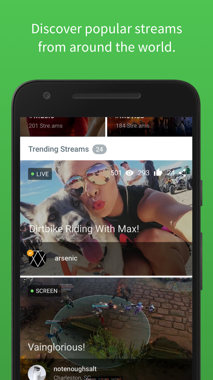 Android application Stre.am - Stream Live Video screenshort