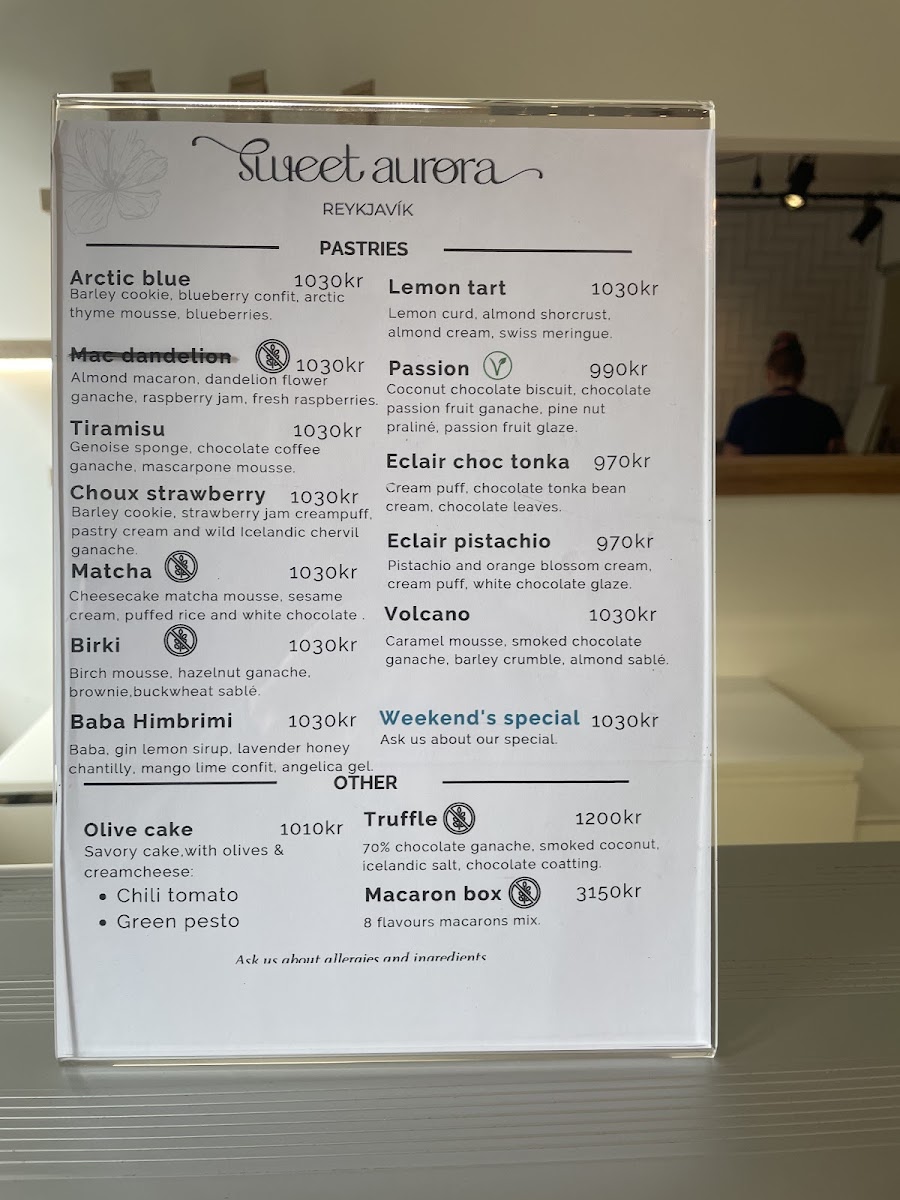 Sweet Aurora gluten-free menu