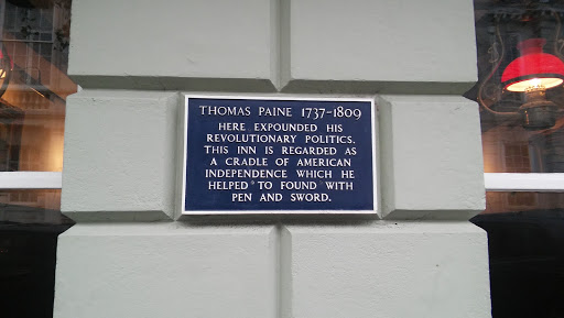 Plaque commemorating Thomas Paine at the White Hart Hotel in Lewes, East Sussex.  