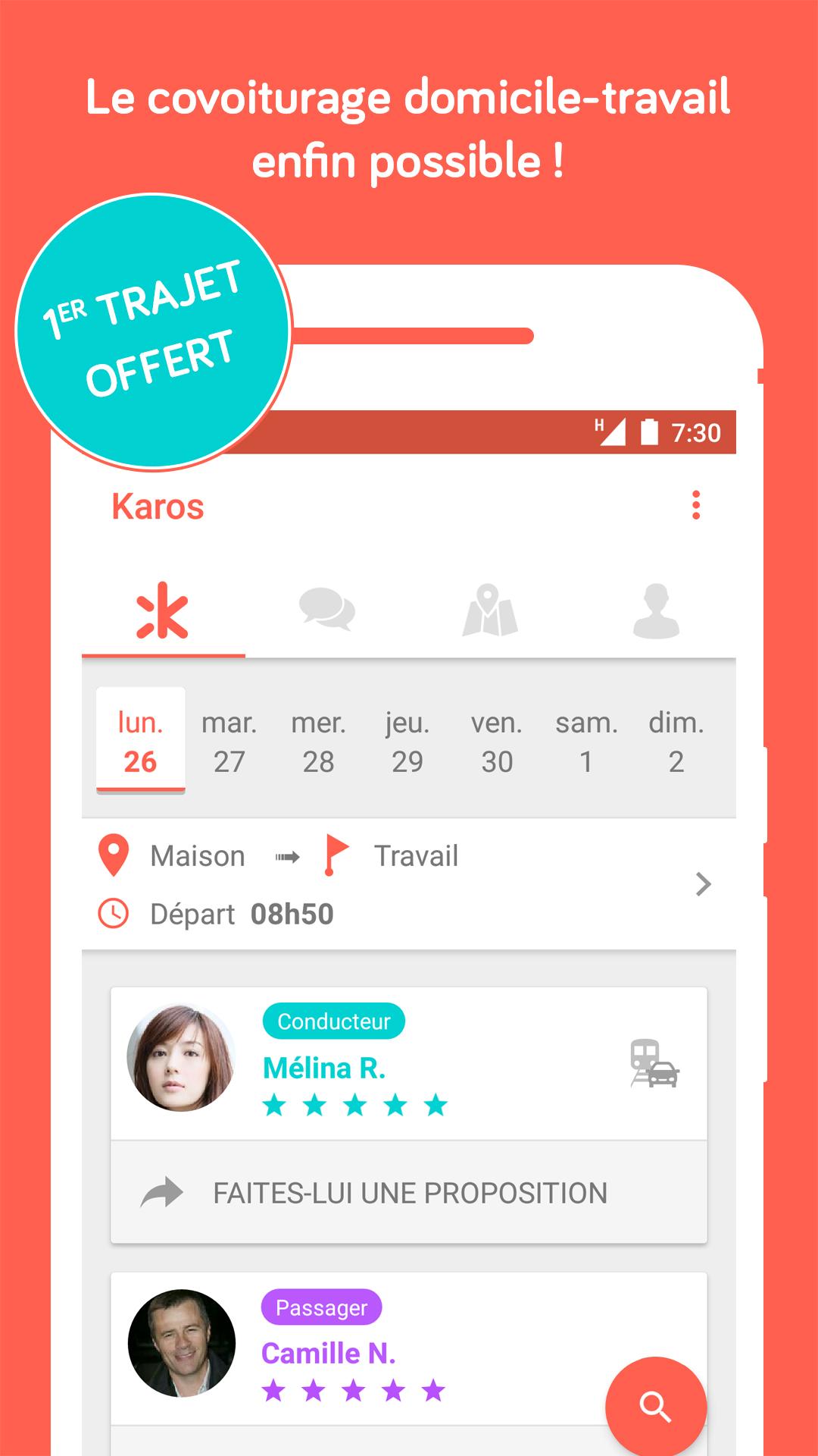 Android application Karos - covoiturage quotidien screenshort
