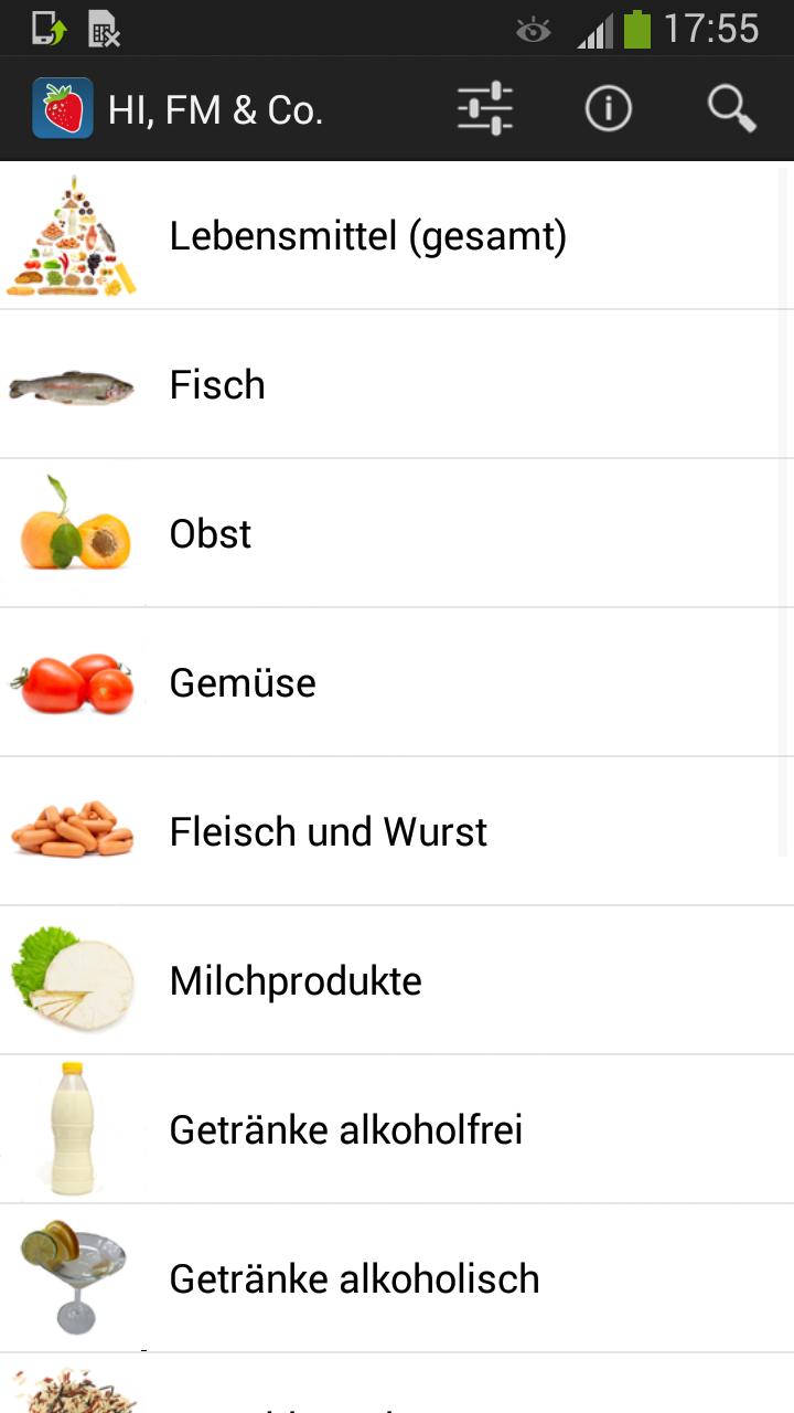Android application Food Intolerances screenshort