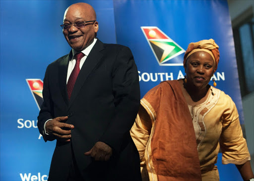 President Jacob Zuma with SAA chairwoman Dudu Myeni during his visit to Airways Park this month.