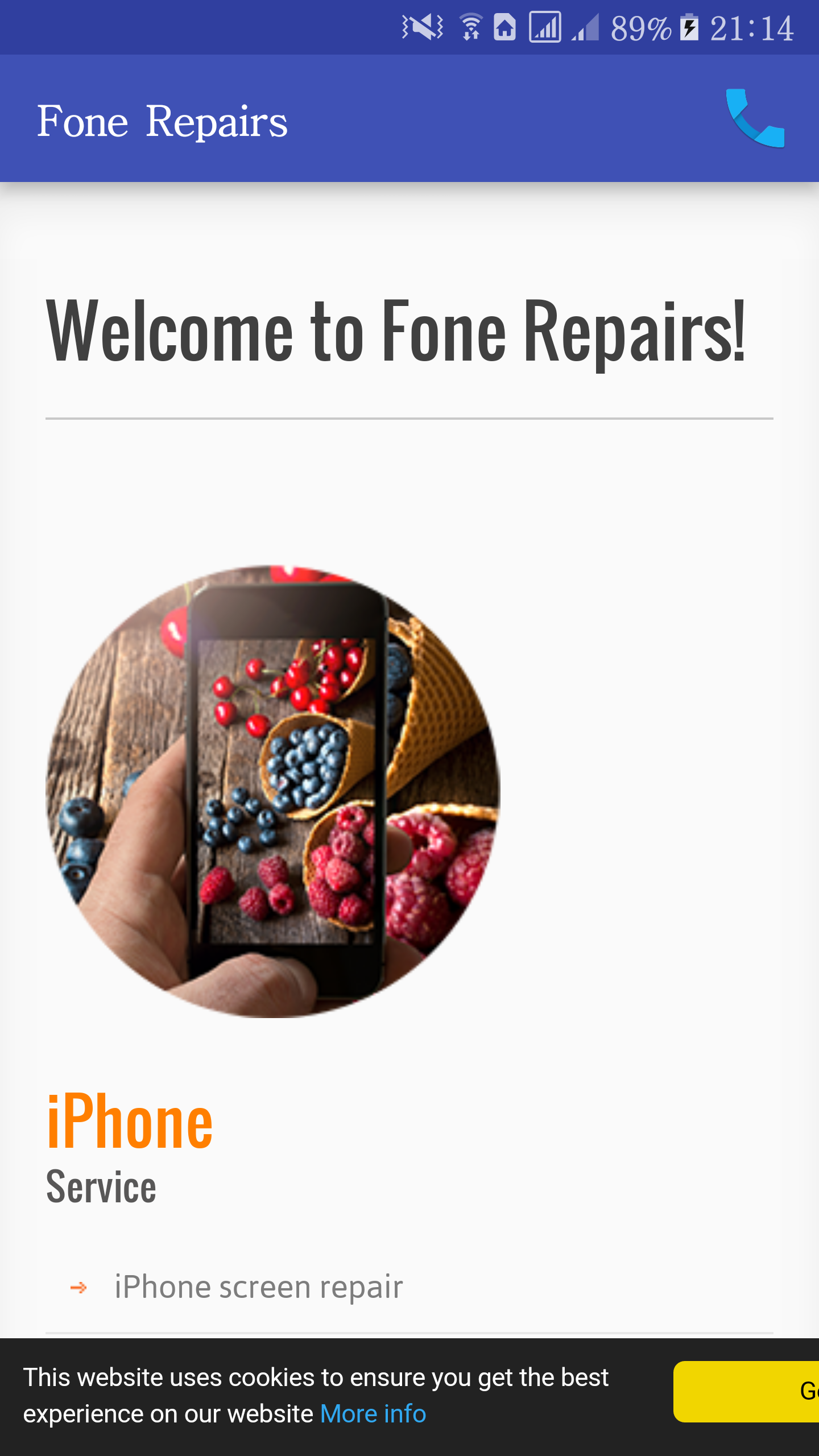 Android application Fone Repairs UK screenshort