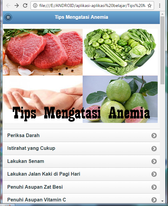 Android application Tips to Overcome Anemia screenshort